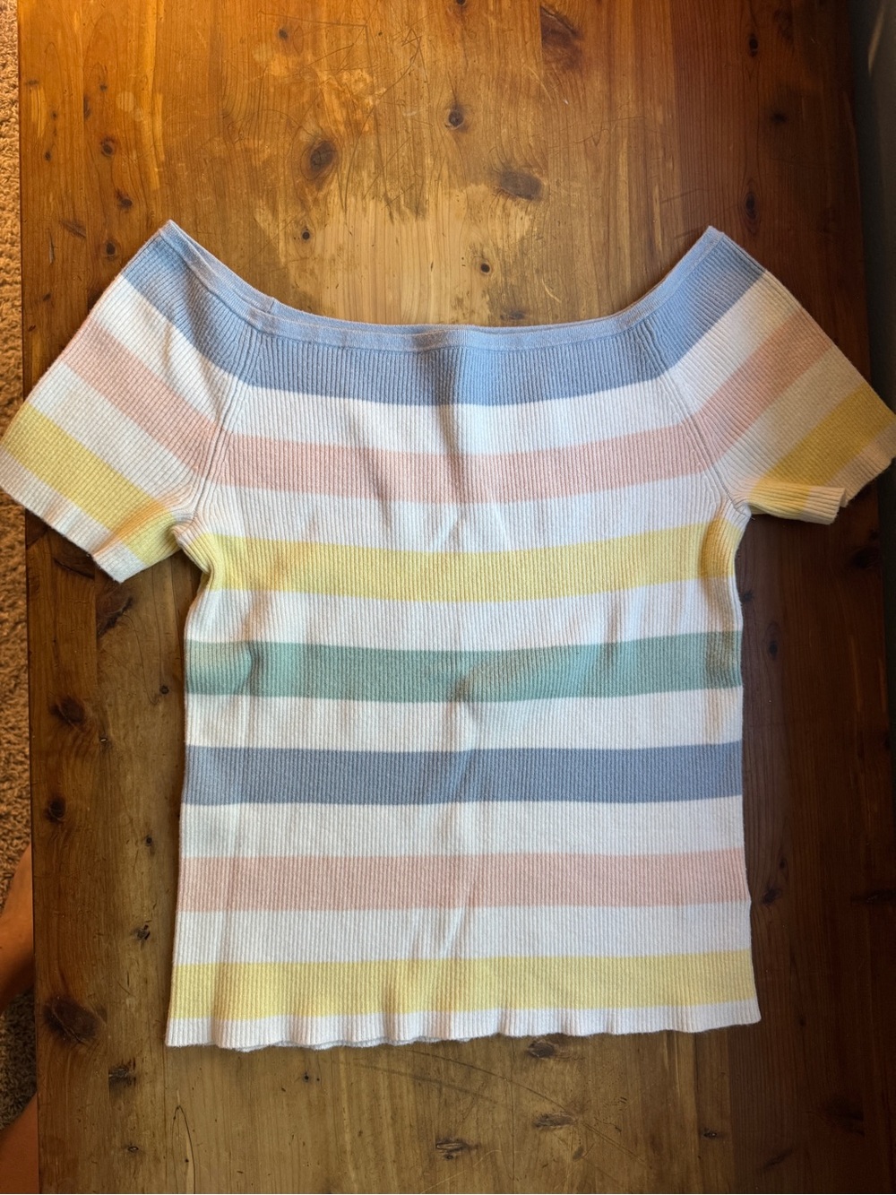 torrid Pastel Striped Ribbed Knit Off the shoulder sweater